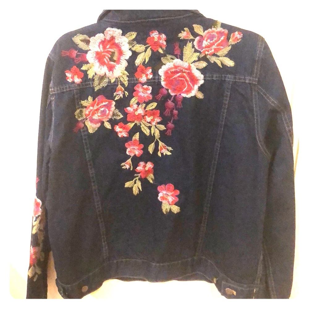 Johnny Was denim embroidered jacket